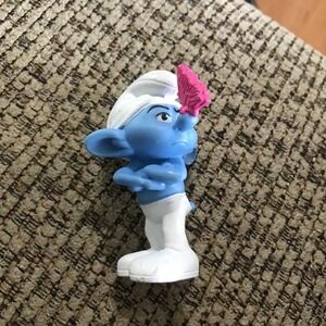 Smurfs Grouchy Smurf Figure PVC Toy Figurine Peyo Toy Butterfly on Nose 3 inch